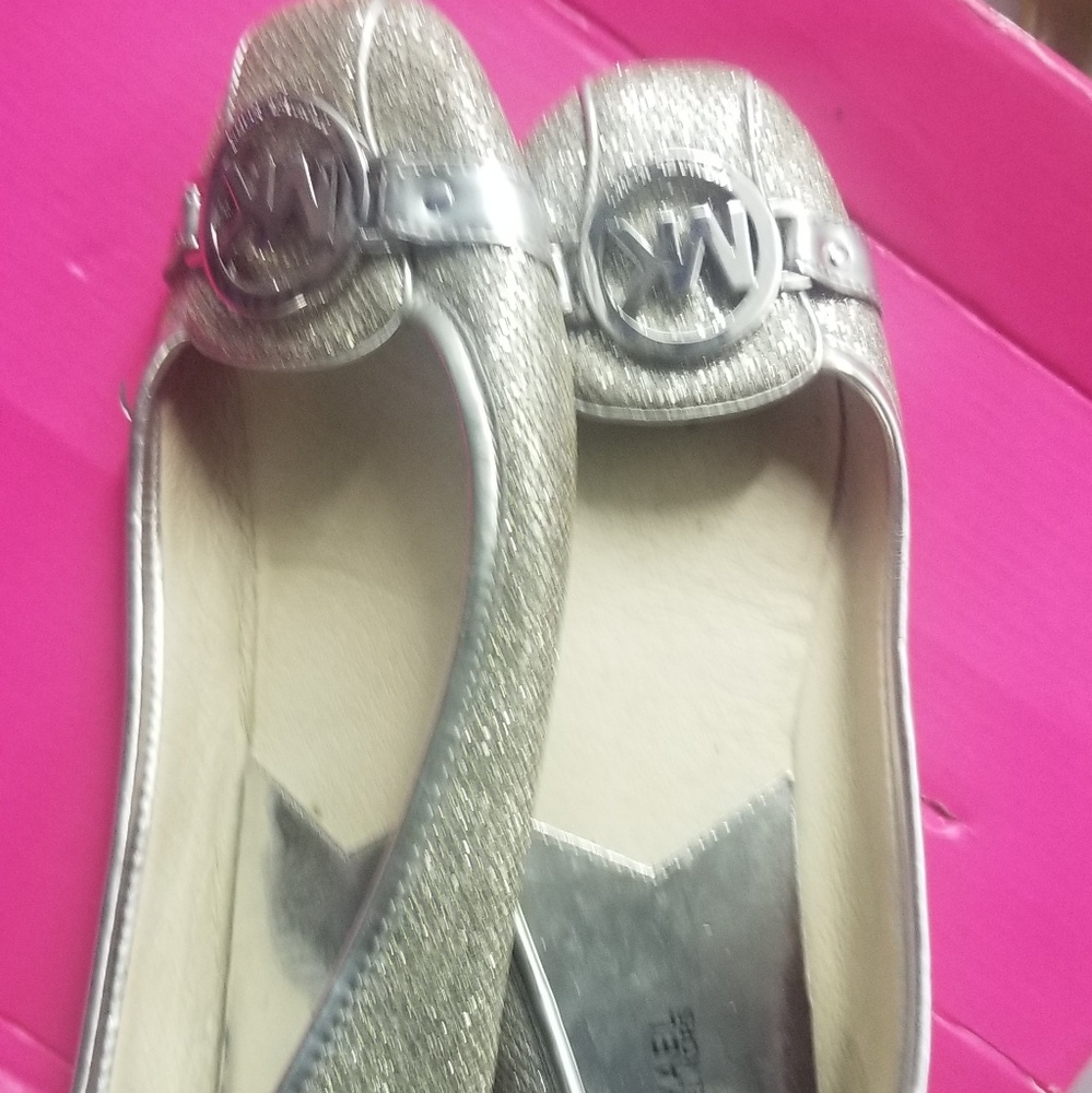 Silver sequin MK fulton flats